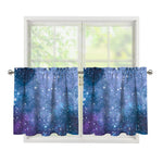 Blue Cloud Starfield Galaxy Space Print Tier Curtains