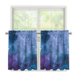 Blue Cloud Starfield Galaxy Space Print Tier Curtains