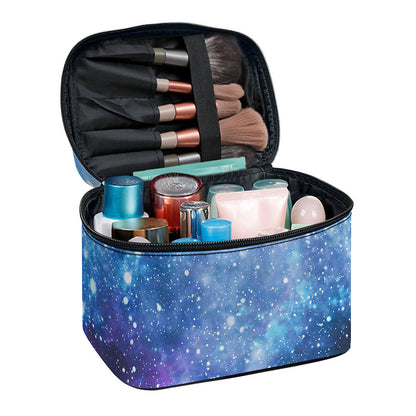 Blue Cloud Starfield Galaxy Space Print Travel Makeup Bag