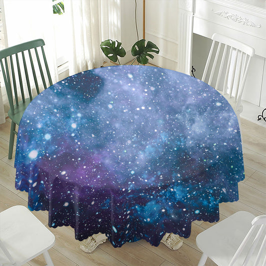 Blue Cloud Starfield Galaxy Space Print Waterproof Round Tablecloth