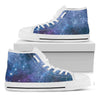Blue Cloud Starfield Galaxy Space Print White High Top Sneakers
