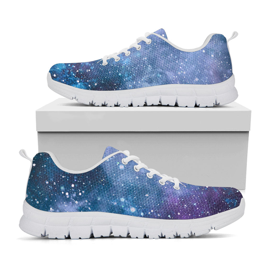 Blue Cloud Starfield Galaxy Space Print White Running Shoes