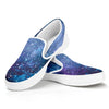 Blue Cloud Starfield Galaxy Space Print White Slip On Sneakers