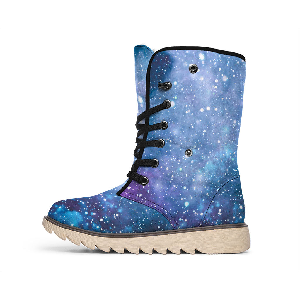 Blue Cloud Starfield Galaxy Space Print Winter Boots