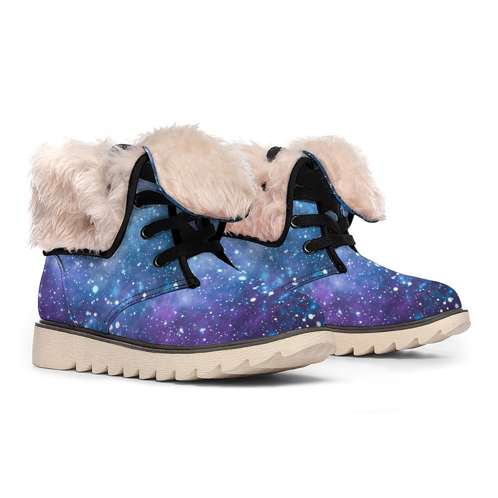 Blue Cloud Starfield Galaxy Space Print Winter Boots