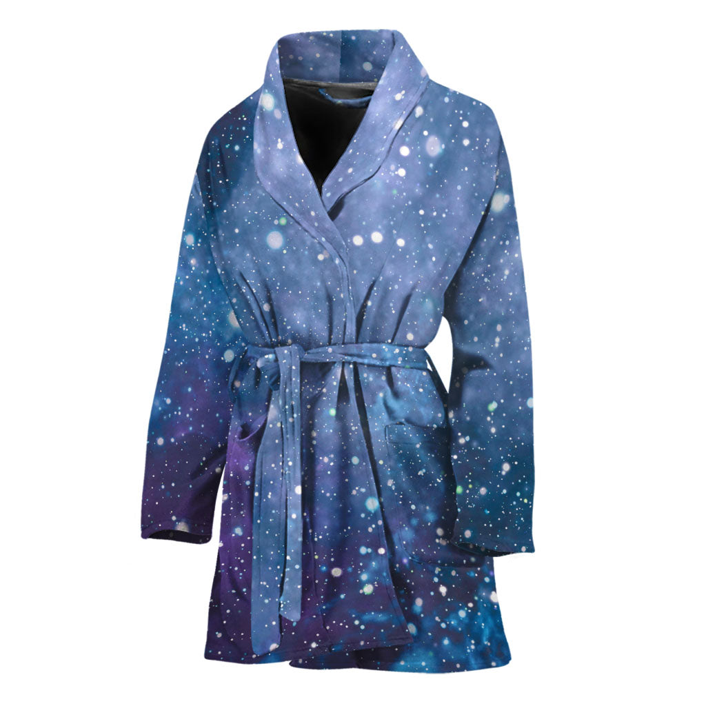 Blue Cloud Starfield Galaxy Space Print Women's Bathrobe