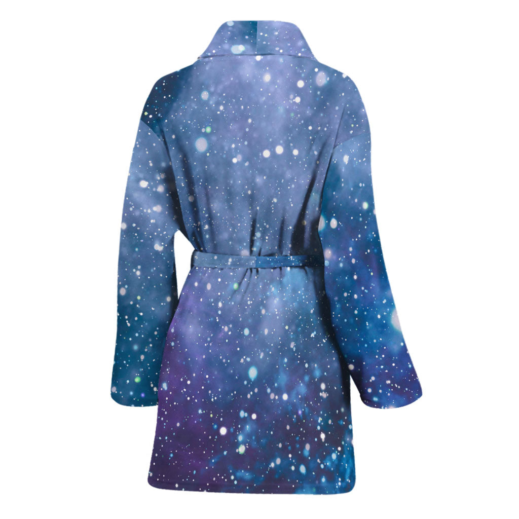 Blue Cloud Starfield Galaxy Space Print Women's Bathrobe