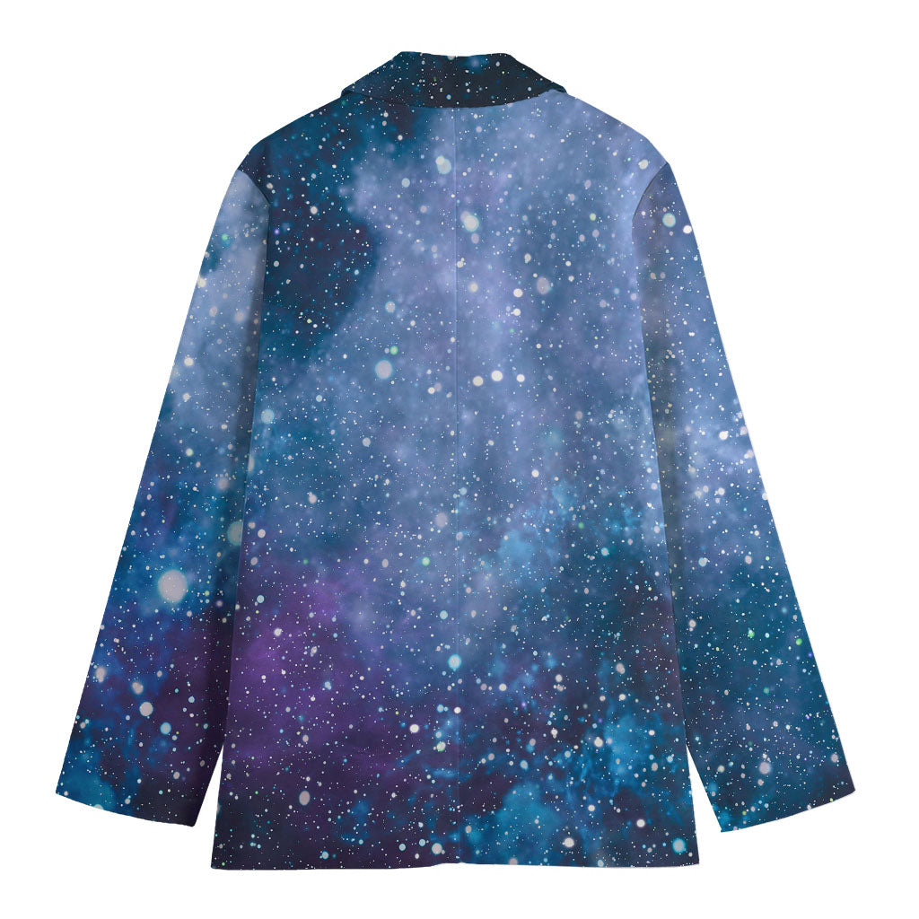 Blue Cloud Starfield Galaxy Space Print Women's Cotton Blazer