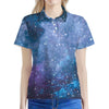 Blue Cloud Starfield Galaxy Space Print Women's Polo Shirt