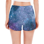 Blue Cloud Starfield Galaxy Space Print Women's Split Running Shorts