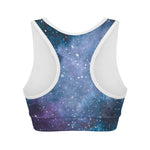 Blue Cloud Starfield Galaxy Space Print Women's Sports Bra