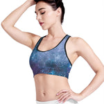 Blue Cloud Starfield Galaxy Space Print Women's Sports Bra