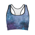 Blue Cloud Starfield Galaxy Space Print Women's Sports Bra