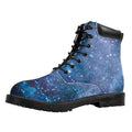 Blue Cloud Starfield Galaxy Space Print Padded Collar Lace Up Boots