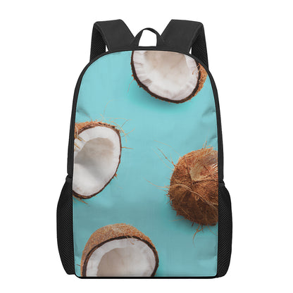 Blue Coconut Pattern Print 17 Inch Backpack