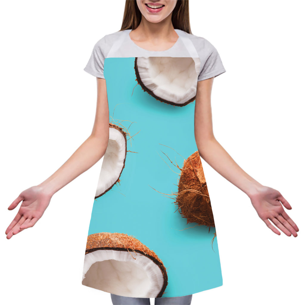 Blue Coconut Pattern Print Adjustable Apron