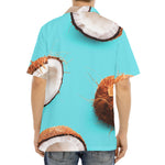 Blue Coconut Pattern Print Aloha Shirt
