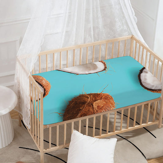 Blue Coconut Pattern Print Baby Crib Sheet