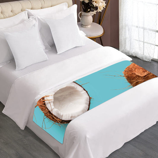 Blue Coconut Pattern Print Bed Runner