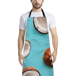 Blue Coconut Pattern Print Bib Apron With Pocket