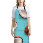 Blue Coconut Pattern Print Bib Apron With Pocket