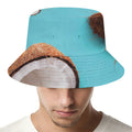 Blue Coconut Pattern Print Bucket Hat