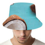 Blue Coconut Pattern Print Bucket Hat