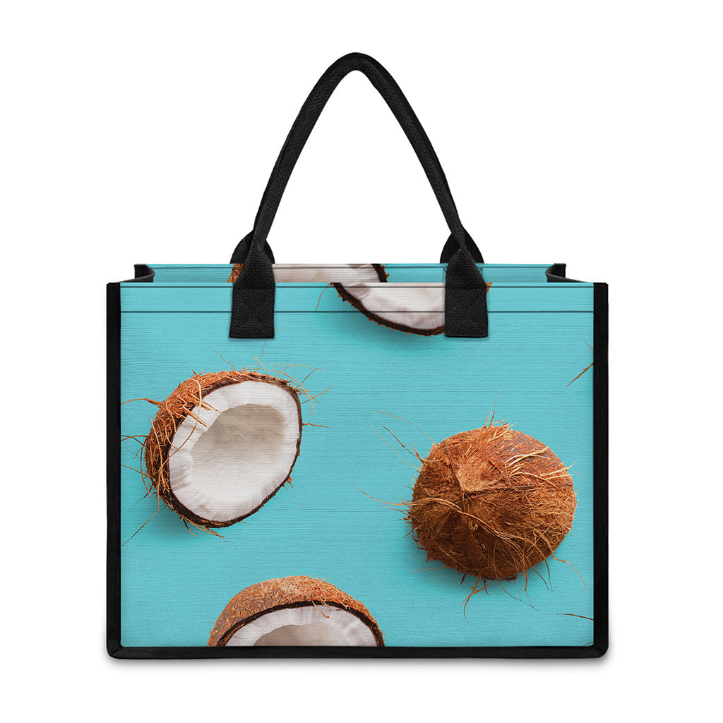 Blue Coconut Pattern Print Canvas Tote Bag
