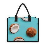 Blue Coconut Pattern Print Canvas Tote Bag