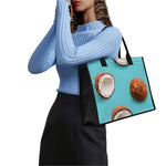 Blue Coconut Pattern Print Canvas Tote Bag