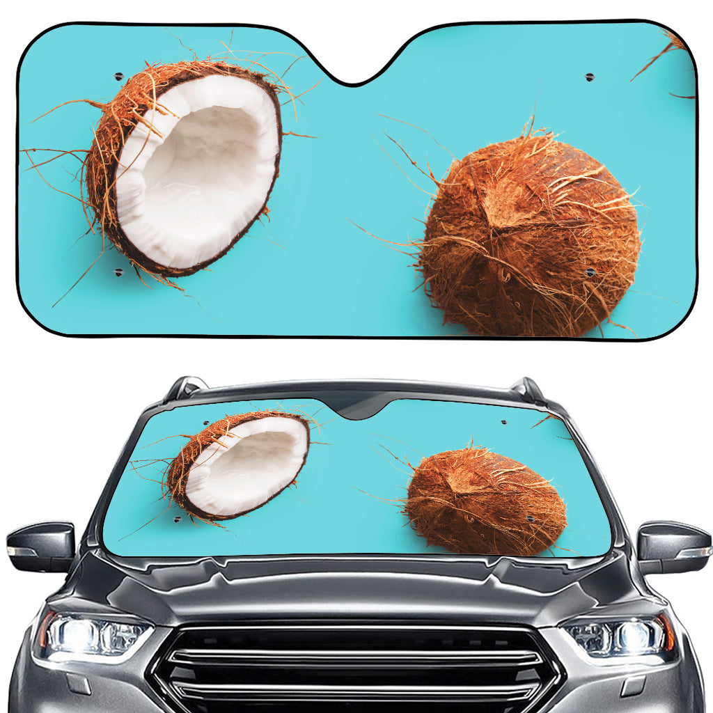 Blue Coconut Pattern Print Car Windshield Sun Shade