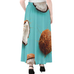 Blue Coconut Pattern Print Chiffon Maxi Skirt