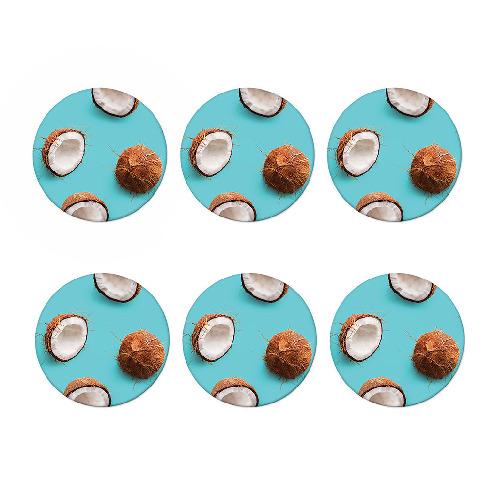 Blue Coconut Pattern Print Coaster Set