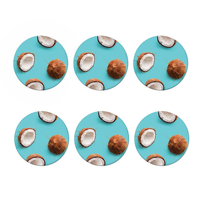 Blue Coconut Pattern Print Coaster Set