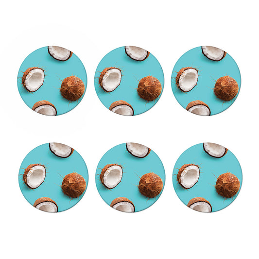 Blue Coconut Pattern Print Coaster Set