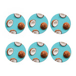 Blue Coconut Pattern Print Coaster Set