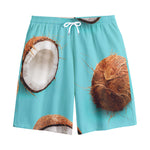 Blue Coconut Pattern Print Cotton Shorts