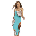 Blue Coconut Pattern Print Cross Back Cami Dress