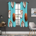 Blue Coconut Pattern Print Grommet Curtain Panels
