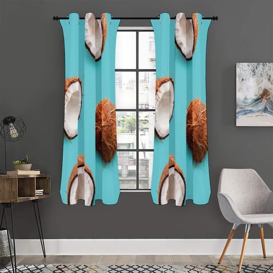 Blue Coconut Pattern Print Curtain