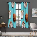 Blue Coconut Pattern Print Curtain