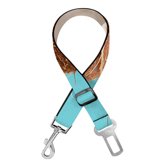Blue Coconut Pattern Print Dog Seat Belt