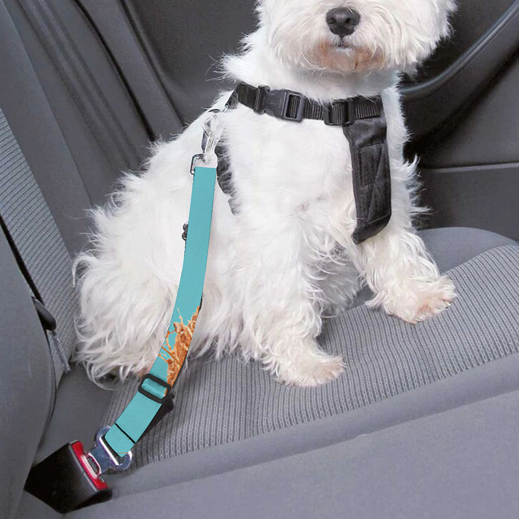 Blue Coconut Pattern Print Dog Seat Belt