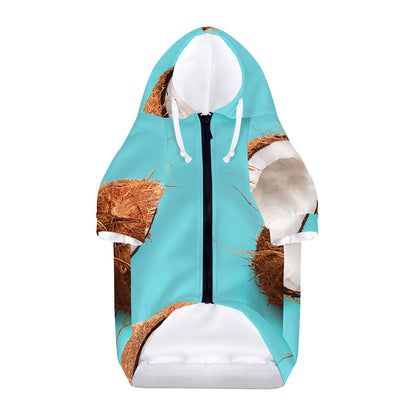 Blue Coconut Pattern Print Dog Zip Up Hoodie