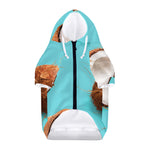 Blue Coconut Pattern Print Dog Zip Up Hoodie