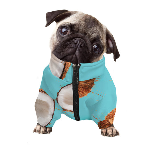 Blue Coconut Pattern Print Dog Zip Up Jacket