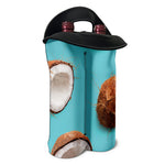 Blue Coconut Pattern Print Double Neoprene Wine Tote