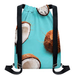 Blue Coconut Pattern Print Drawstring Backpack