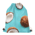 Blue Coconut Pattern Print Drawstring Bag