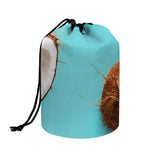 Blue Coconut Pattern Print Drawstring Makeup Bag